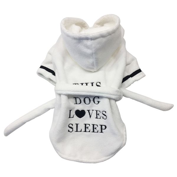 

pet bathrobe thicken pajama bulldog soft costume english letters dog cat fashion