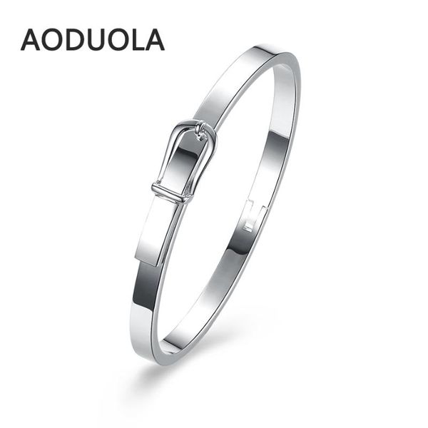 

silver plated horseshoe buckle belt shape bangle bracelet charm bracelets chain diy bracelets fit for women jewelry gift, Black