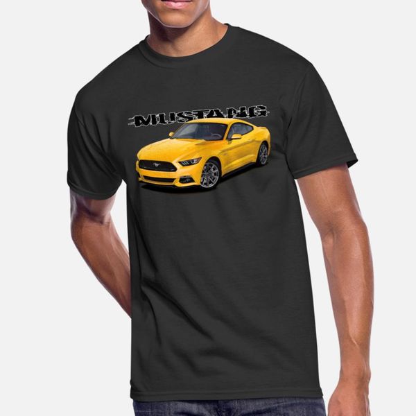 

yellow stang t shirt men designs 100% cotton round collar family gift basic summer style standard shirt