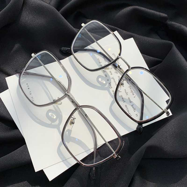 

vwktuun anti blue light women square eyeglasses frame mens optical glasses frame retro computer glasses big metal frames, Black