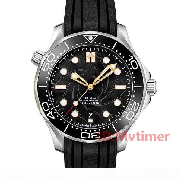 

rubber strap rose gold stainless steel men automatic luxury designer watch mens wristwatches professional 300m master nato watches, Slivery;brown