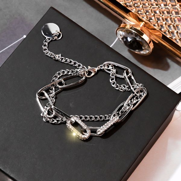 

fashion simple color matching chain crystal bracelet female wild decorative bracelet sale, Golden;silver