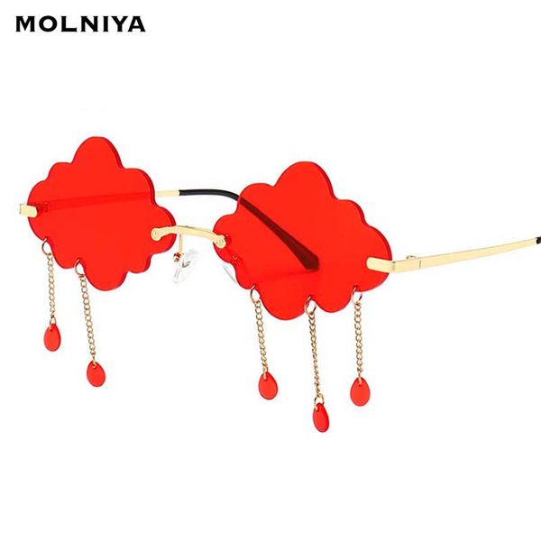 

fashion rimless sunglasses women 2020 vintage clouds tassel steampunk sunglasses men frameless punk glasses shades uv400 oculos, White;black