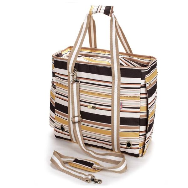 

yellow striped polyester pet dogs carrier bag fashion small puppy dogs bag