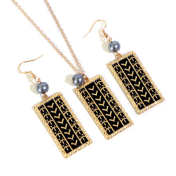 

say hello hawaii polynesia style pearl beads wide rectangle necklace earrings sets women female jewelry sets gifts alakai k6101, Silver