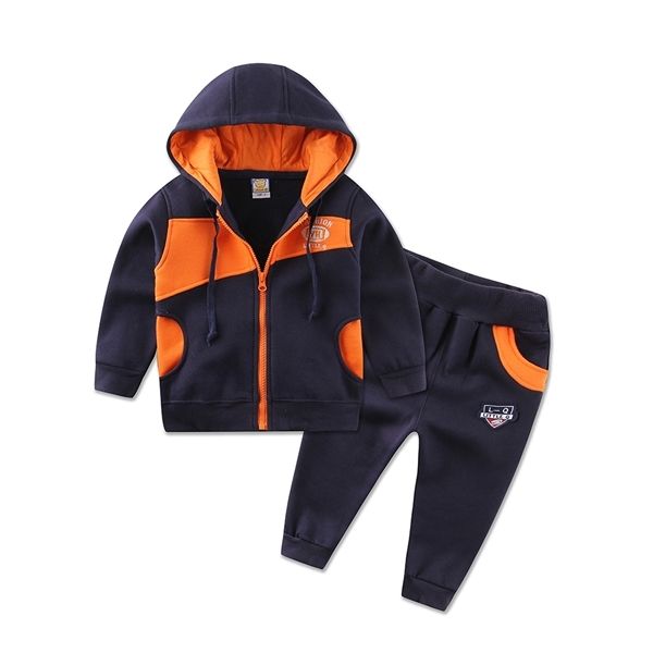

2019 little q hood zipper baby clothes set long sleeve fleece sweatshirt set male children sports outfits sweatshirt boys suits 0926, White