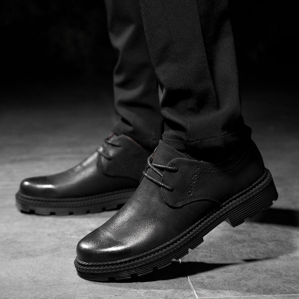 

замша кожа классическая oxfords обувь на открытом воздухе дышащих кож коровы вскользь ботинок людей зашнуровать комфортную мужскую моду, Black