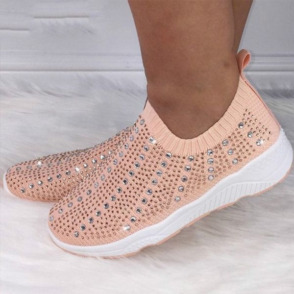 

2020 new summer women flat shoes knit woman casual slip on vulcanized shoes women's mesh soft breathable women's sneaker, Black
