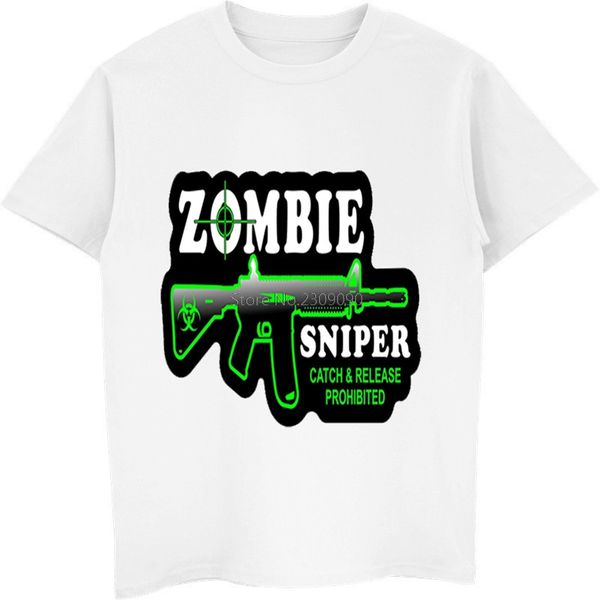 

cartoon zombie sniper bio hazard retro print t-shirt men's cotton short sleeve t shirt summer male cool shirts hip hop tees