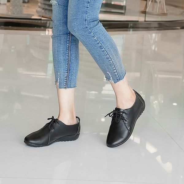 

женщины броги из натуральной кожи плоские ботинки платья женщин круглый toe шнуровка дебби женщины черный крест связали размер 34-41, Black