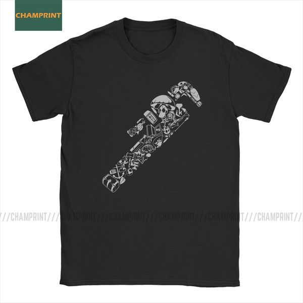 

power tool plumber wrench t-shirts men opener mechanic fix engineer tool leisure cotton tee short sleeve t shirts