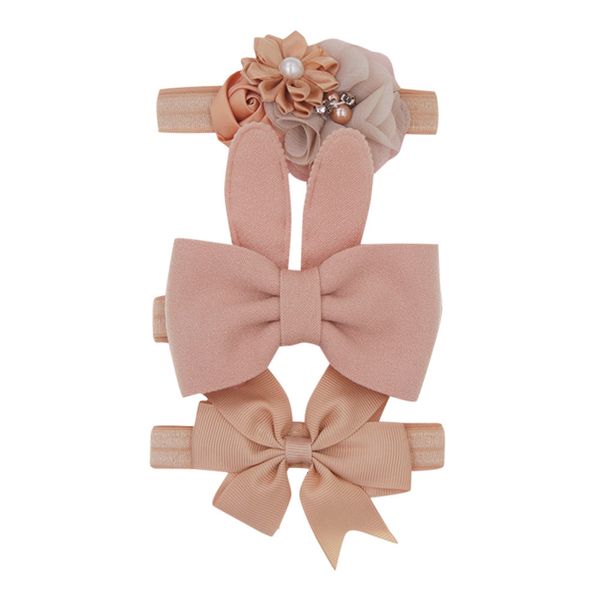 

новые 3шт / серия дети ребёнков цветочные оголовье шифон ленты bowknot аксессуары для волос hairband набор упругие дети детский головной убо, Slivery;white