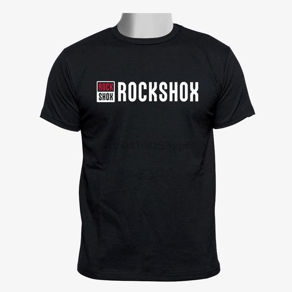 

rock shox logo mountain mtb biker bicycle 100% black tshirt size s-2xl