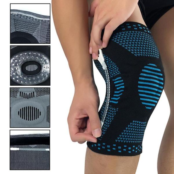 

elbow & knee pads 1 pc silicone padded supports brace basketball fitness protection sports sleeve, Black;gray