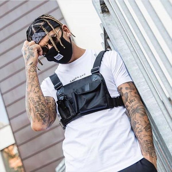 

street style tactical chest rig bag hip hop skateboard military chest bag for men functional waist packs adjustable waistcoat