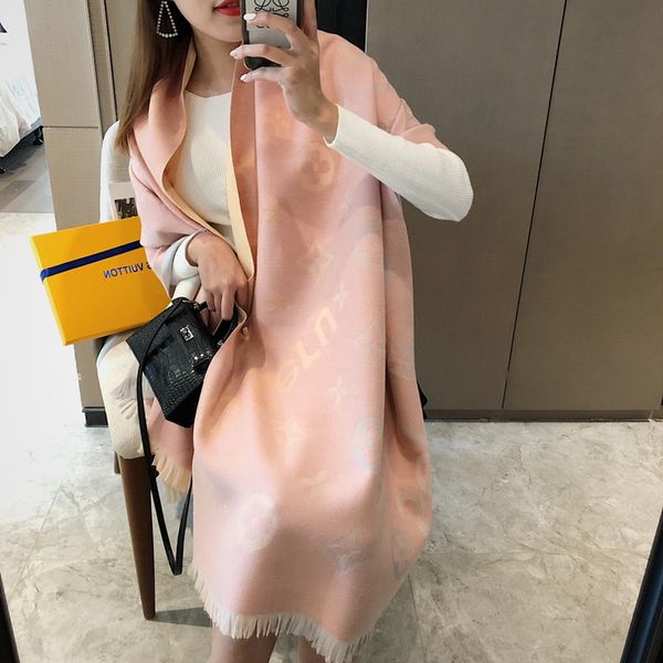 

selling high-end designer brand high-end gold and silver blended scarf fashion ladies autumn and winter new printed white scarf, Blue;gray