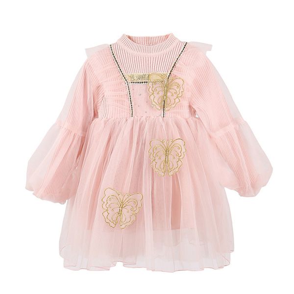 

baby girl mesh dress 2020 autumn winter girls sweater dress infant sweater clothes kids fashion sweater for girl 3-10 years old, Blue