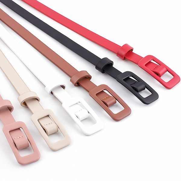 

new candy color shiny black red pink pu leather waist belt for women narrow thin belts waistband straps for female dress, Black;brown