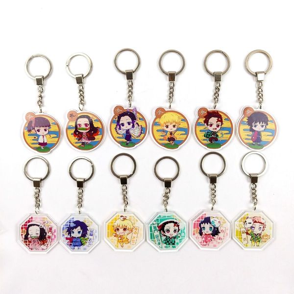 

kimetsu no yaiba keychain acrylic man key chain women key holder couple keyring anime ring pendant llaveros agatsuma zenitsu, Silver