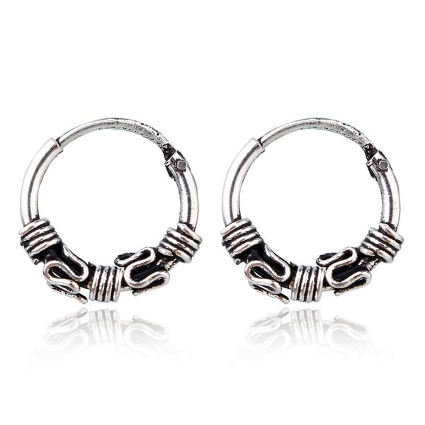 

dayoff european vintage ethnic loop circle earrings handmade small round beads endless earring for women bijoux jewelry e44, Silver