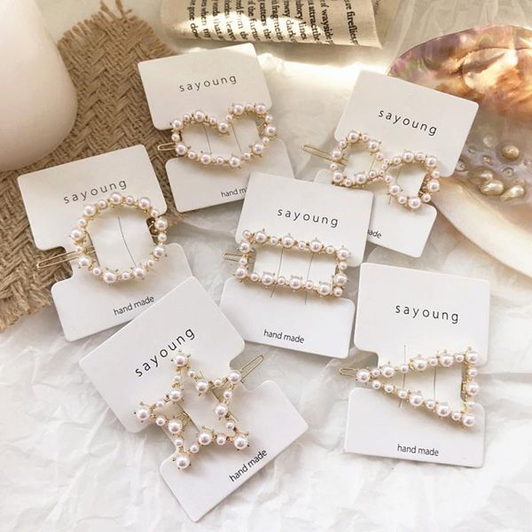 

fashion elegant pearls clips women hair accessories girls barrettes handmade pearl flowers hairpins headwear hot, Slivery;white