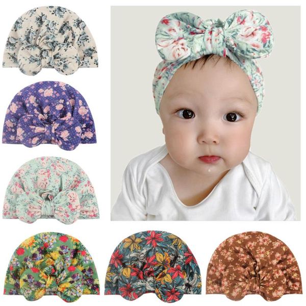 

hair accessories cute 1pcs infant kids born baby turban headbands india hats beanie cotton blend printed bow knot caps children girls headwe, Slivery;white