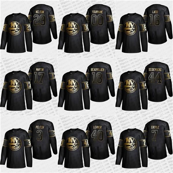 

2020 golden edition jersey new york islanders 13 barzal andrew ladd pelech clutterbuck johnny boychuk casey cizikas scott mayfield hockey, Black;red
