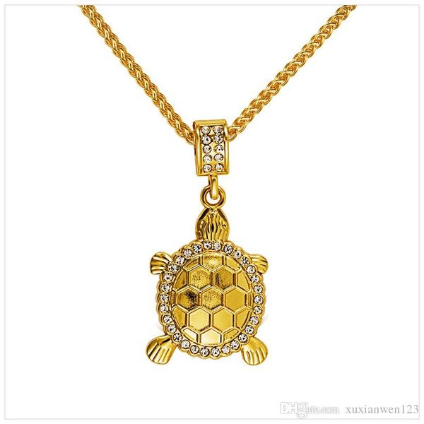 

necklaces trendy tortoise rhinestone crystal style pendant necklace hip hop jewelry gold plated men women gift, Silver