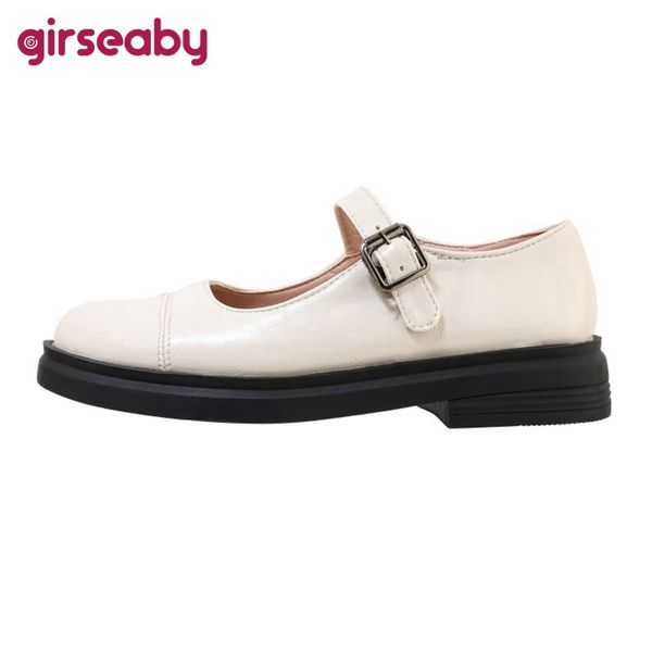 

dress shoes girseaby spring autumn women girls pumps round toe square heel pu solid buckle strap big size 33-46 black beige daliy date f1032
