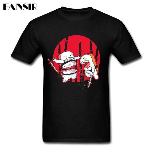 

sushi slash fight against t-shirts men man's creative short sleeve cotton custom plus size family tee shirts