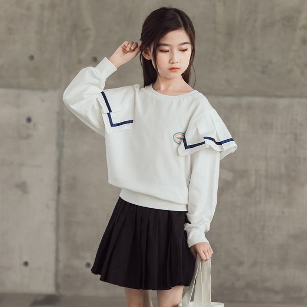 

school white sweatshirt teenager long sleeve kids sweatshirts girls cotton teen clothing autumn korean 10 12, Black