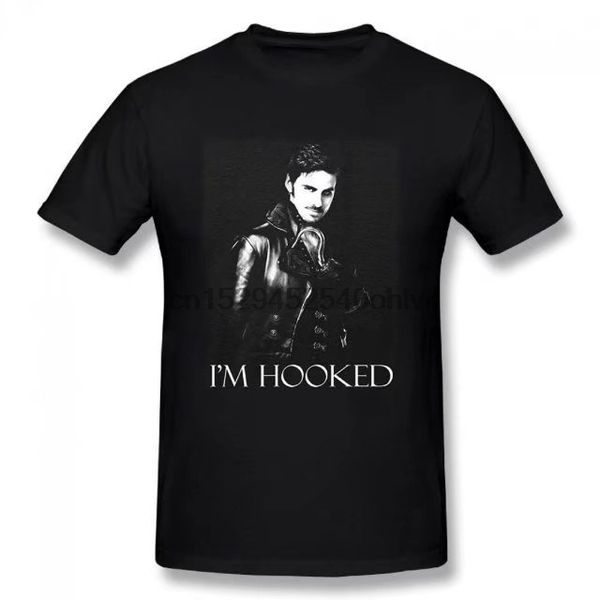 

once upon a time i'm hooked captain hook summer basic casual short cotton t-shirt