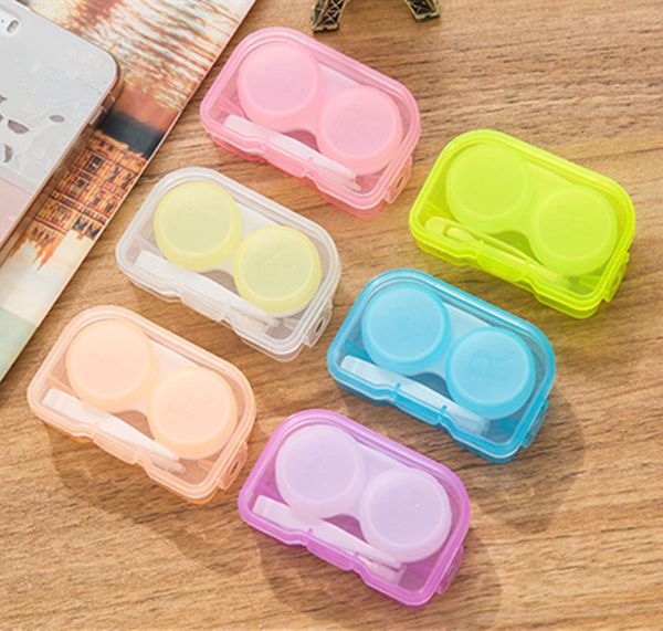 

random color transparent pocket plastic contact lens case travel kit easy take contact lens box storage set container holder