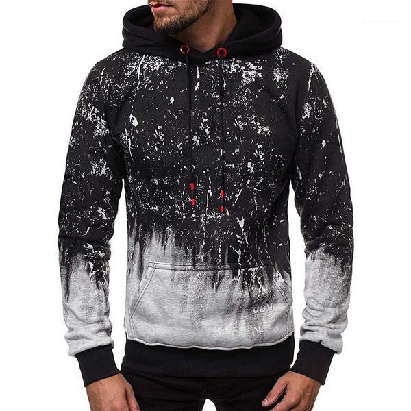 

pullover hooded hoddies long sleeve gradient color homme clothing fashion regular length casual apparel mens designer, Black
