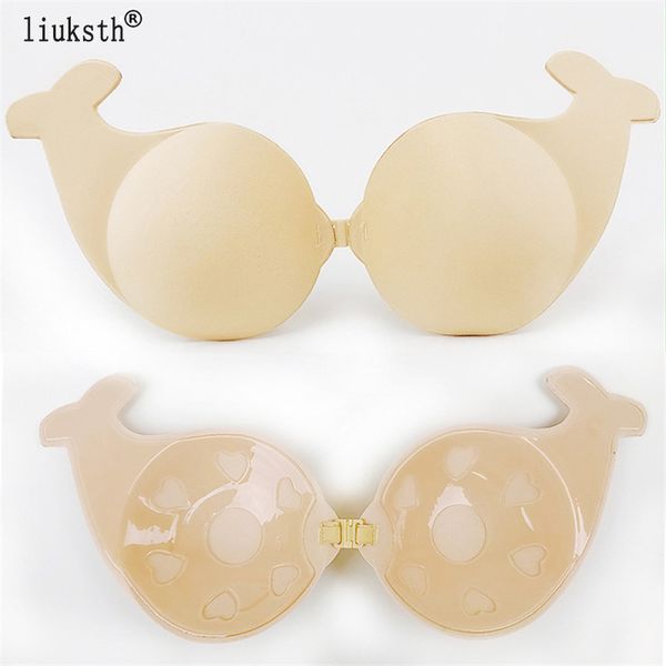 

women's g-strings no trace invisible bra dolphin silicone breast patch pull to prevent walking light gather summer underwear, Black;white