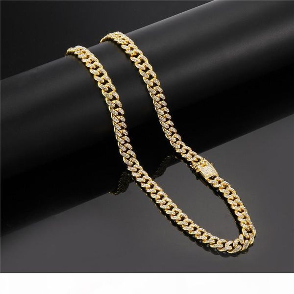 

fashion hip hop necklace for men women cuban link 18k plated necklaces chain with diamond bracelets gold silver 60-70cm chains