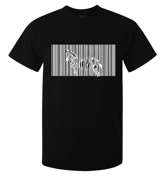 

new fashion cool casual t shirts zebra barcode nature in western culture men's (woman available) t shirt black summer tee shirt