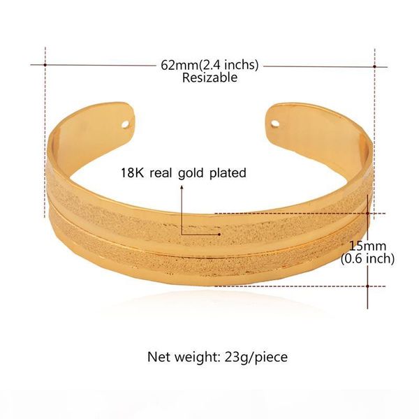 

Unisex Vintage 18K Gold Plated Bangle for Women Men Platinum Plated Simple Style Wide Cuff Bracelet