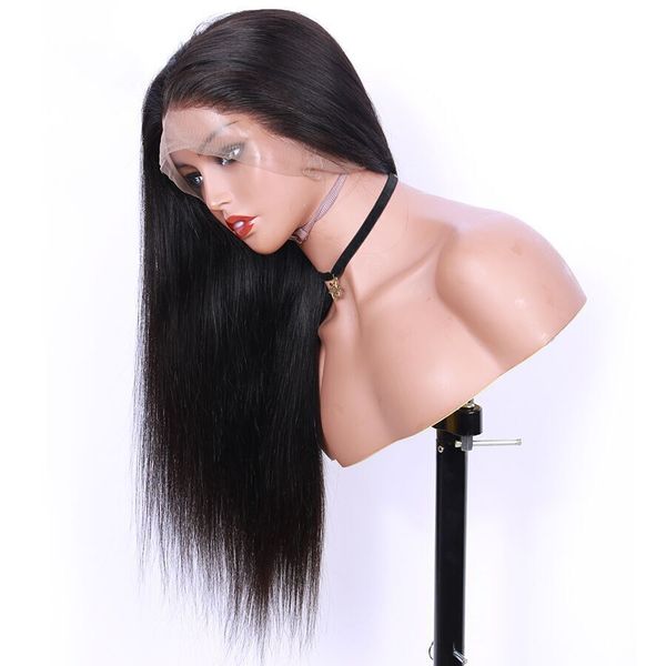 

straight lace front human hair wigs for women 13x6/360 lace frontal wigs human hair malaysian long lace closure wig 2020 selling, Black