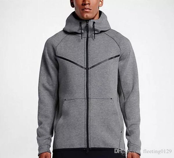 

2017 new autumn winter large size men's hoodie sportswear tech fleece windrunner fashion leisure sports jacket running fitness jacket c, Black
