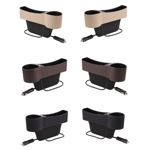 

car seat interval organizer with dual usb interface and cup holder auto seat interval storage box for holding wallet w91f