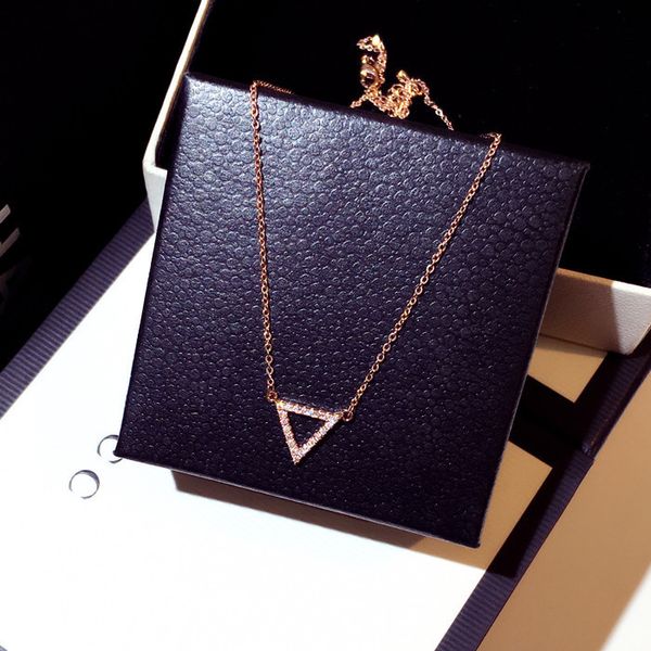 

pendant necklace women men simple triangle white zircon necklace silver color statement couple choker gifts fashion jewelry