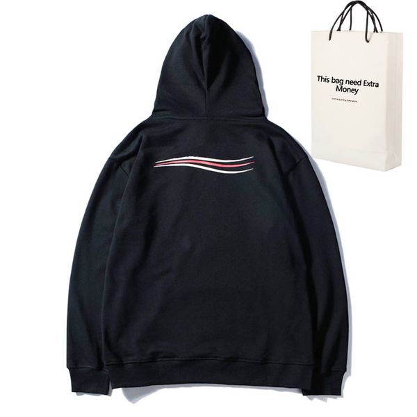 

mens hoodie sweater 20fw stirps wave style fashion jumpers for men women striped printed pullover hoodies, Black