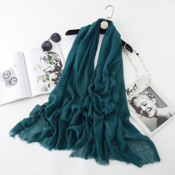 

large solid women scarf cotton linen scarves female shawls cover-ups wraps muslim kerchief coverchief headcloth ladies muffler, Blue;gray