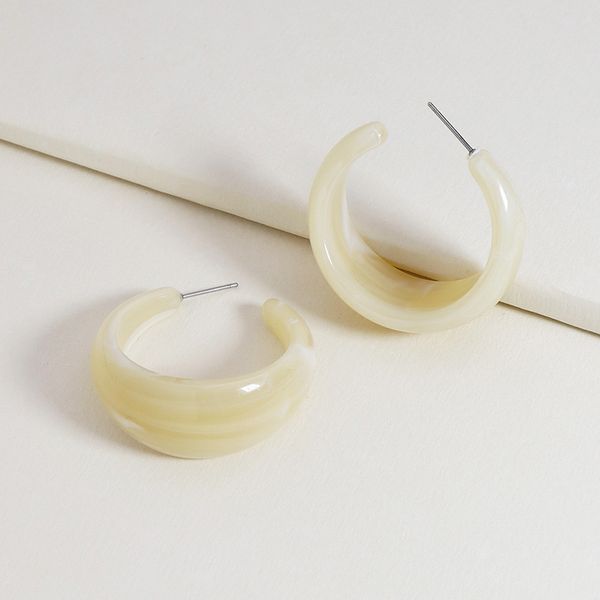 

new c-type acrylic earrings for women simple solid color big size earring temperament retro hoop earring jewelry accessories, Golden;silver