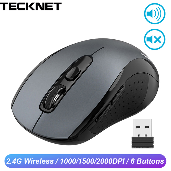 

tecknet usb silent wireless mouse 2000dpi optical computer mouse wireless 2.4ghz ergonomic mice for for lapquiet