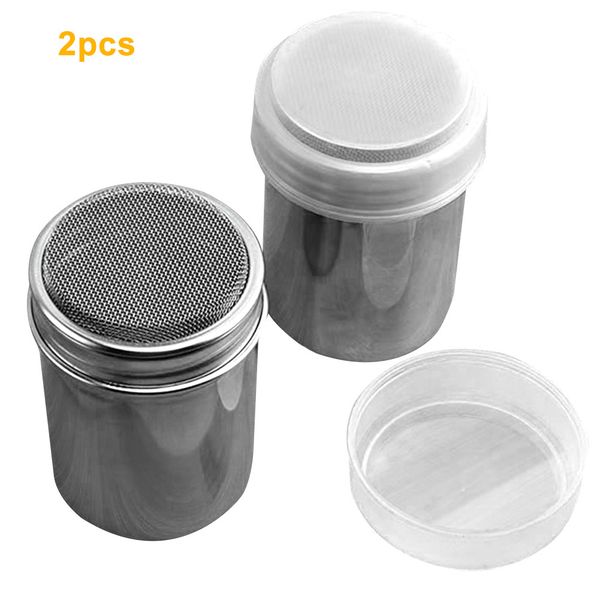 

kitchen tools sifter pepper stainless steel with lid coffee cocoa powder shaker