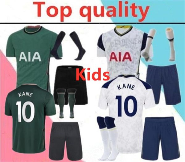 

2020 2021 spurs kane son eriksen kids soccer jersey full kits 2020 2021 ndombele dele lucas kids football shirt kit with socks, Black
