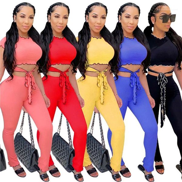 

solid color skinny hollow out womens designer 2pcs with drawstring irregular summer female tracksuits ruffle summer womens tracksuits, Gray