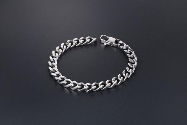 

fashion sideways flat chain titanium steel men's tide bracelet accessories, Black